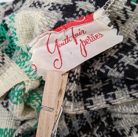 1950s/1960s Cocktail Wiggle Dress XS Vintage Petite Green Retro Tweed Wool - Picture 6 of 7